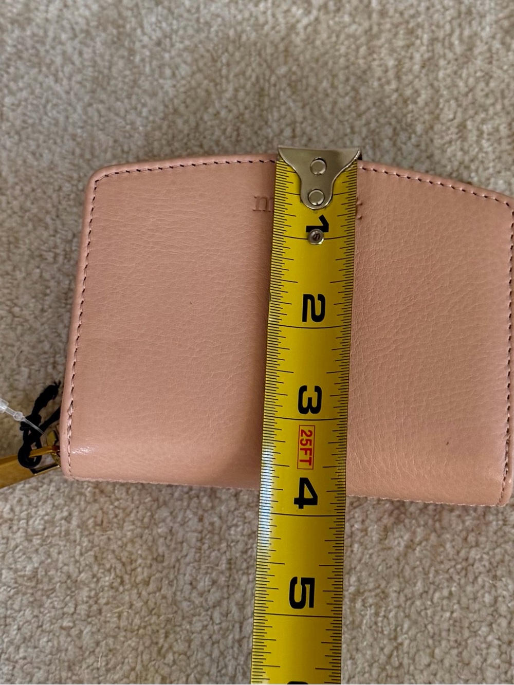 Margot New York Gina Compact Wallet Blush Pink 100% Leather Zip Wallet - Picture 9 of 10